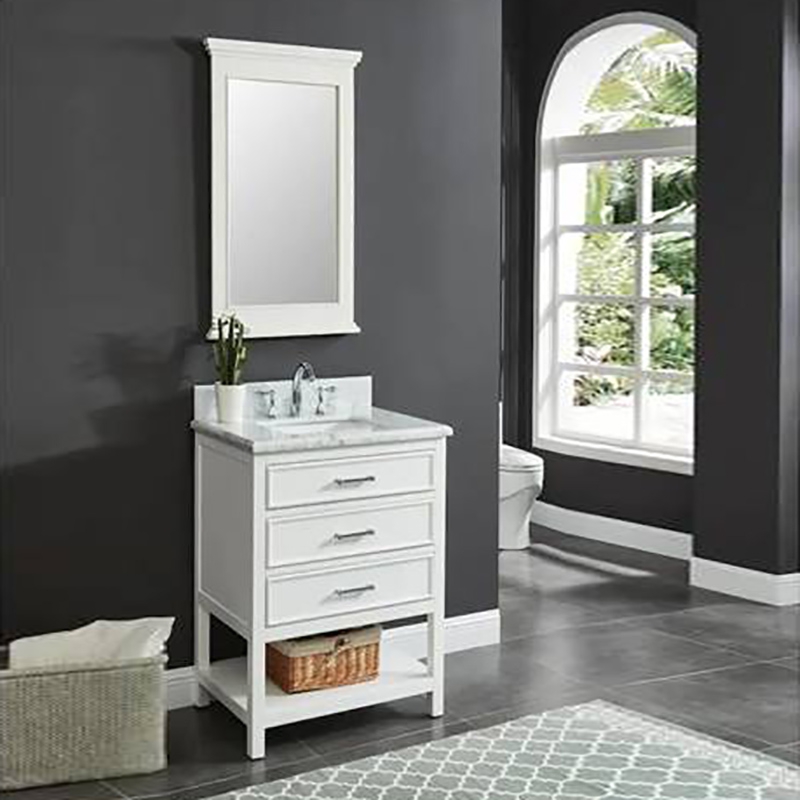 Modern simple White Furniture bathroom vanity 30 inch With Solid Wood 3 Drawers